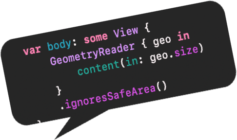 A speech-bubble capture of SwiftUI code.