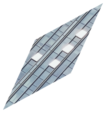 A diamond-shaped capture of a glass building.